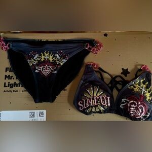 Sinful Black and Gold Starburst Bikini